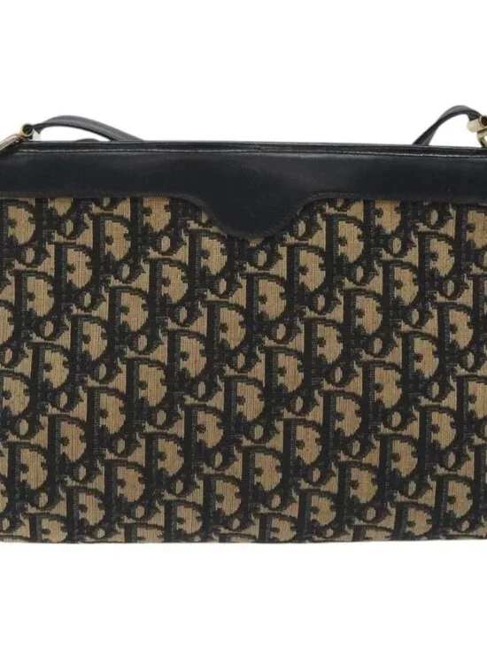 Christian Dior Trotter Canvas Shoulder Bag Navy Gold Auth BA3029 - Picture 2 of 16